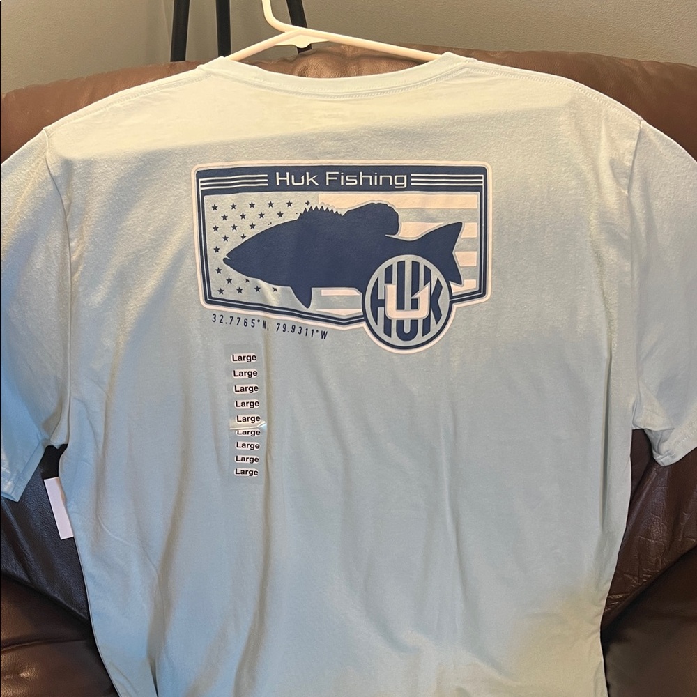 Huk Light Blue Fishing T-Shirt with Graphic